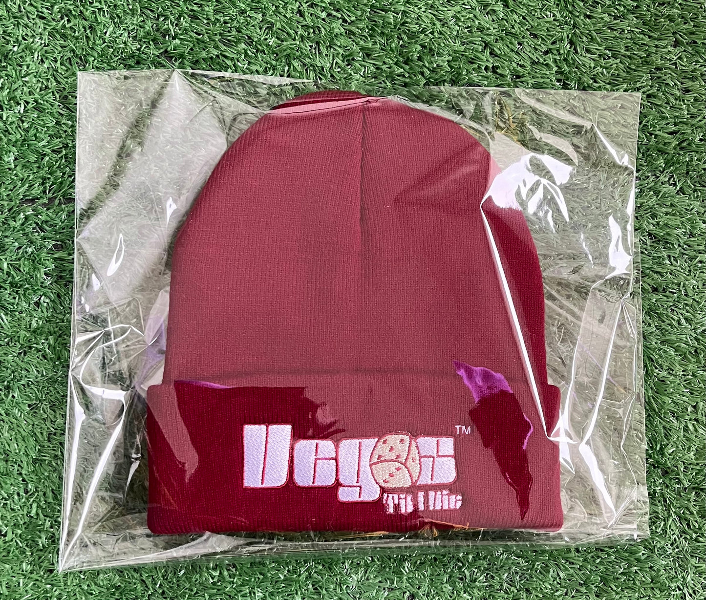 Vegas Til I Die™ - ‘Scarlett & Gray’ Satin Lined Beanie