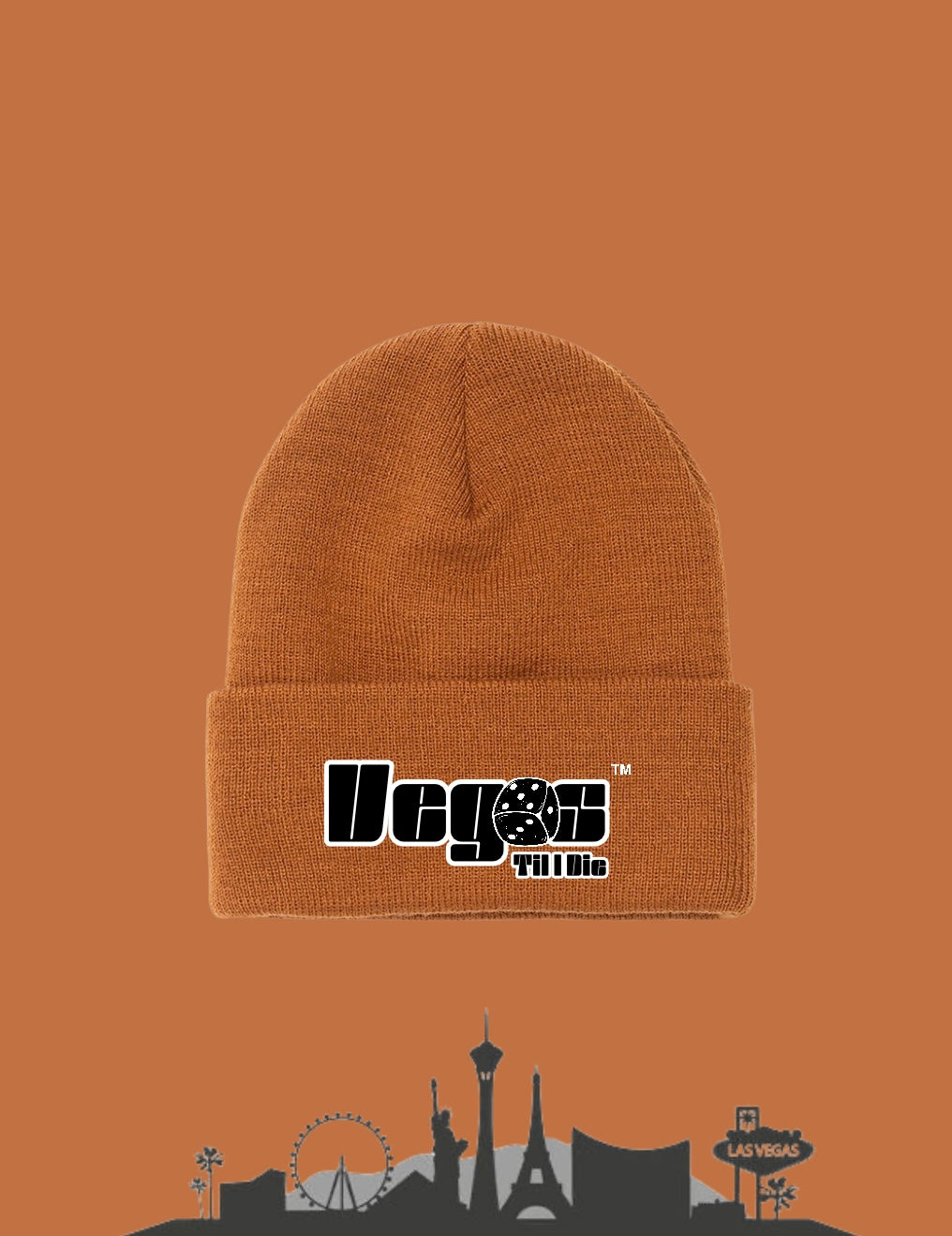 Vegas Til I Die™ - ‘Wheat & Black’ Satin Lined Beanie