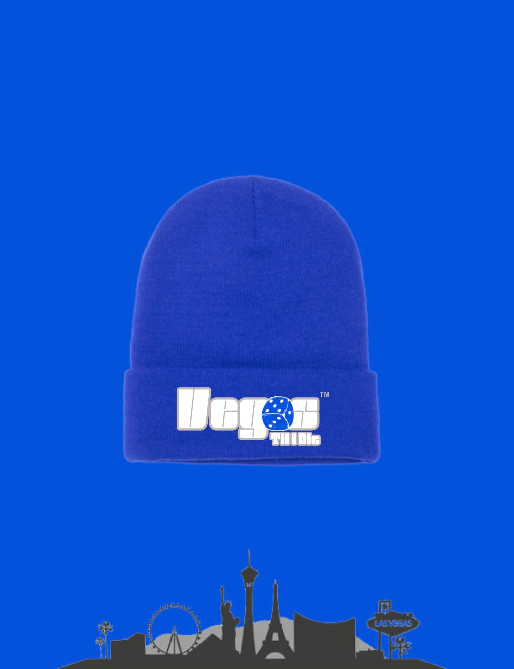 Vegas Til I Die™ - ‘Silver State Bleu’ Satin Lined Beanie