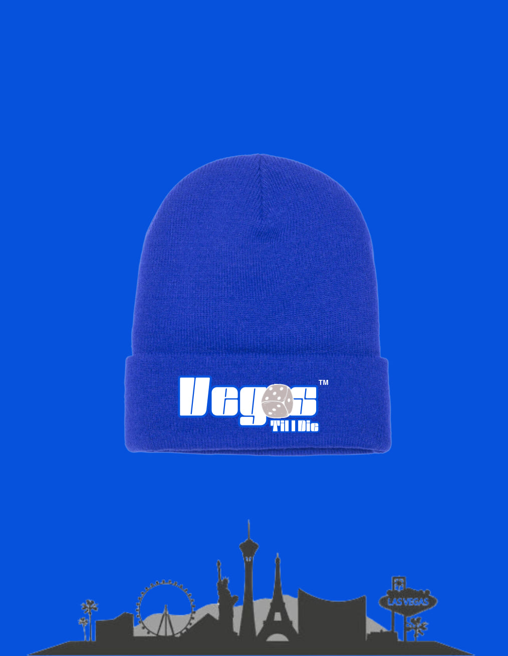 Vegas Til I Die™ - ‘Sapphire Bleu & Silver’ Satin Lined Beanie