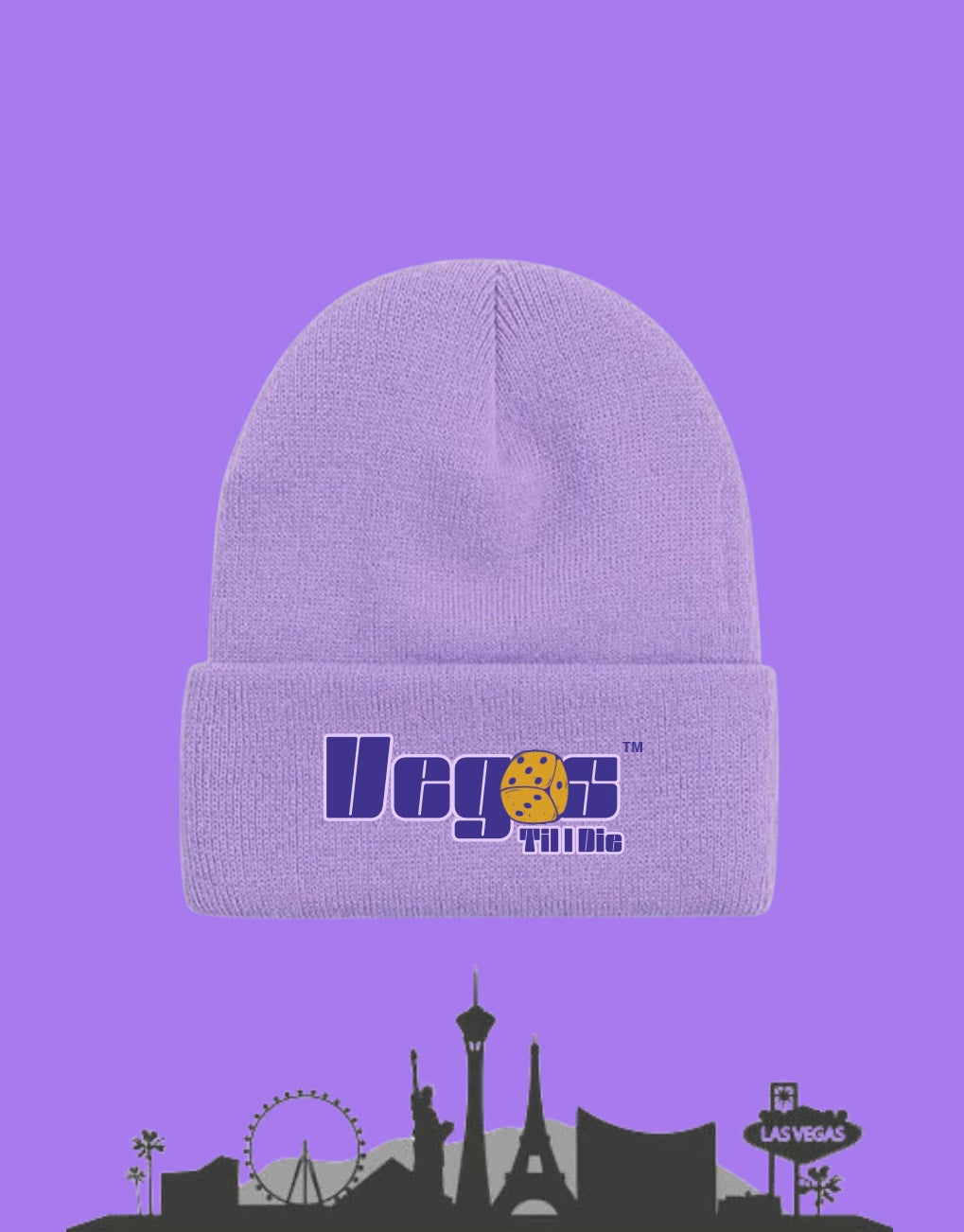 Vegas Til I Die™ - ‘Chandelier Purp & Gold’ Satin Lined Beanie