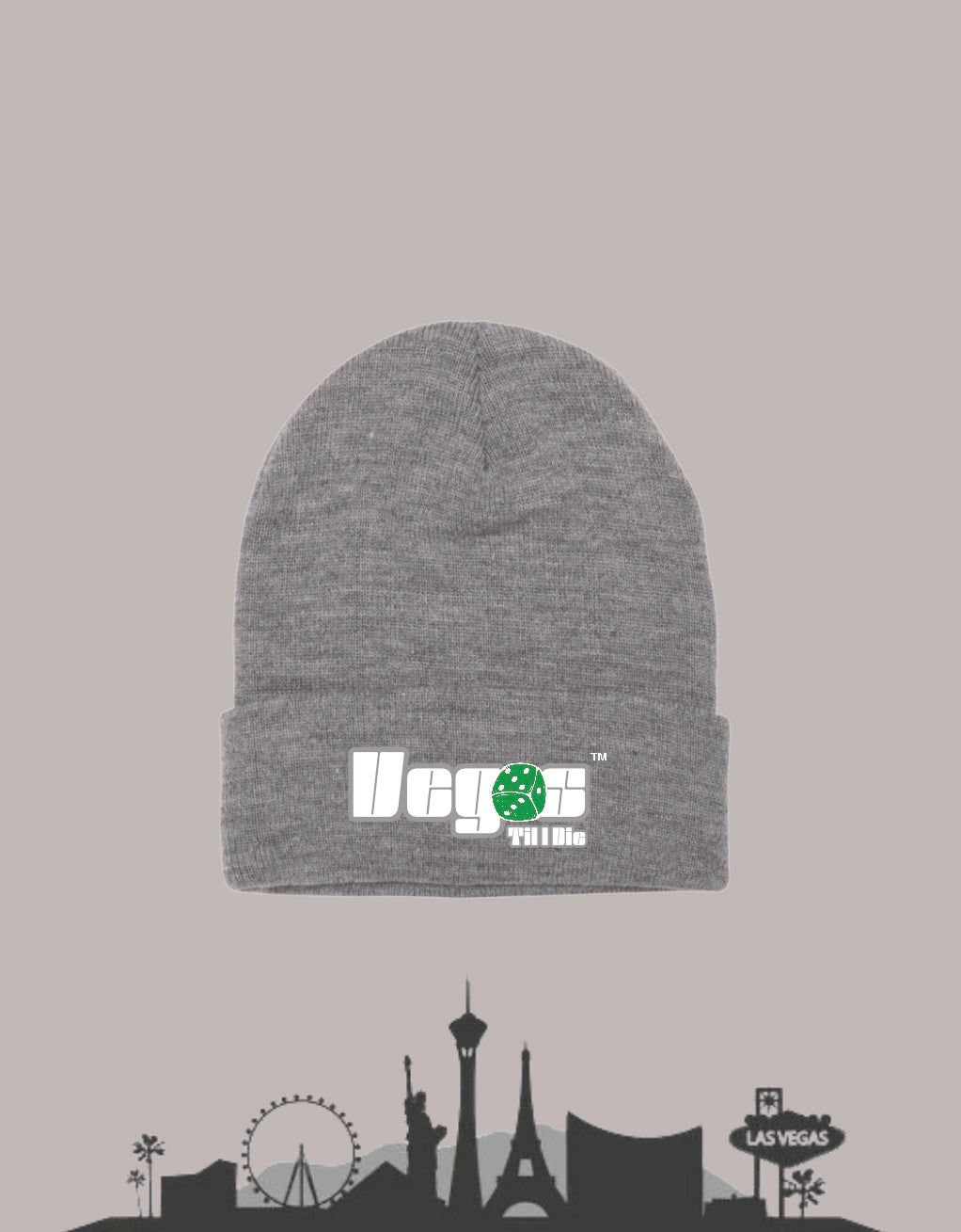 Vegas Til I Die™ - ‘Grey & Emerald Shimmer’ Knit Beanie