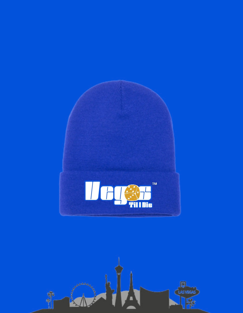 Vegas Til I Die™ - ‘Sapphire & Gold’ Satin Lined Beanie