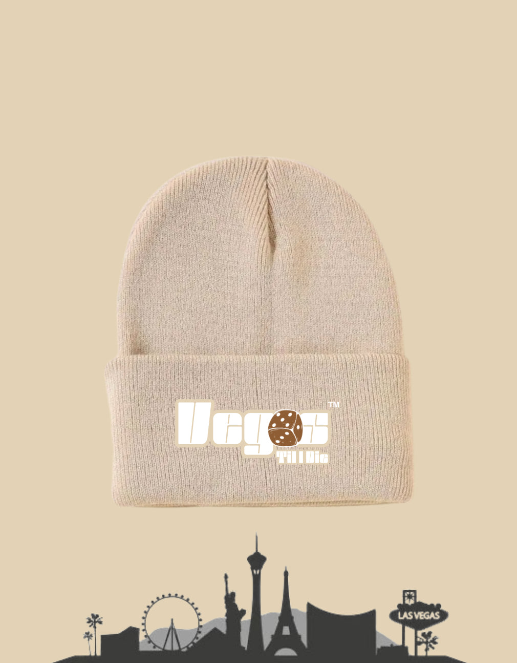 Vegas Til I Die™- ‘Caramel & Cream’ Satin Lined Beanie