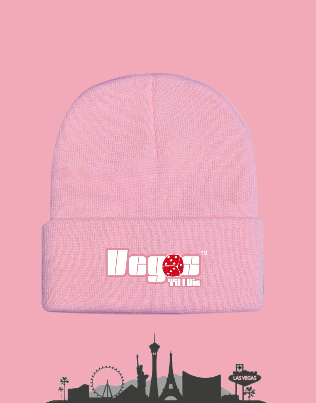 Vegas Til I Die™ - ‘Flamingo & Ruby’ Satin Lined Beanie