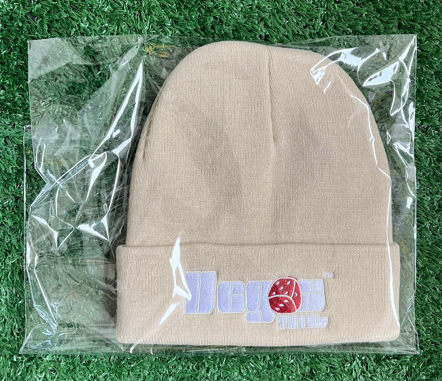 Vegas Til I Die™ - ‘Cream & Ruby’ Satin Lined Beanie