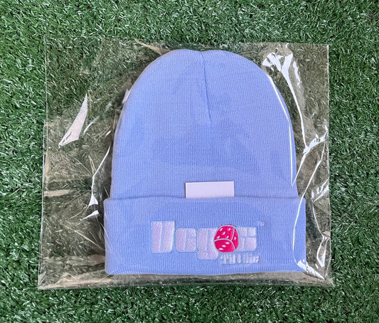 Vegas Til I Die™ - ‘Powder Blue & Flamingo” Satin Lined Beanie