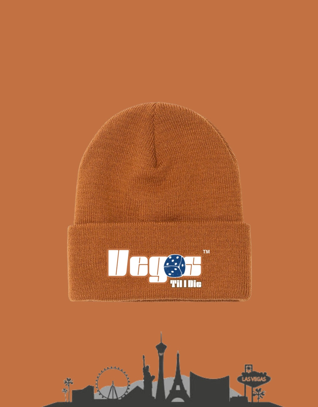 Vegas Til I Die™ - ‘Wheat & Denim’ Satin Lined Beanie